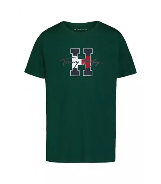 Tommy Hilfiger Green Script Logo Graphic Tee